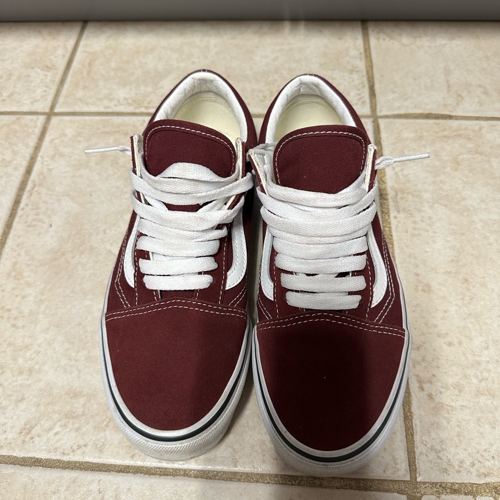 Vans Burgundy Sneakers with White Laces